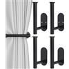 Hoousuper 4pcs Curtain Holdbacks, Screw-in Curtain Tiebacks Curtain Tie Backs Curtain Holders for Wall Mounted Curtain Pull Backs for Drapes, Curtain Side Holders Hooks, 304 Stainless Steels, Black