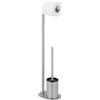 Wenko Set WC MOD. Levante a Libera Installazione scopino e portarotolo Integrato Acciaio Inox Nero Satinato 23 x 63 x 17 cm Elegante Design