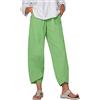 Costaric Pantaloni Capri estivi casual in cotone e lino stampati comodi pantaloni larghi con tasche Palazzo Lounge Pants, A23 Verde, S