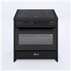 GURARI Fornello a induzione E 913 BL in nero, 90 cm con piano cottura a induzione (Range Coocker) a 5 zone (2 Flex Zone) tutte con booster, fornello a induzione con forno elettrico XXL, 121 l