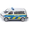Siku 1553, VW T5 Polizia Autostradale, Auto Giocattolo per Bambini, Metallo/Plastica, Argento, Portellone Posteriore Apribile, Gancio di Traino
