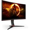 AOC Gaming C24G2U - Monitor curvo FHD da 24 pollici, 165 Hz, 1 ms, FreeSync Premium (1920 x 1080, HDMI, DisplayPort, hub) nero/rosso