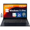 Lenovo IdeaPad 3i - Computer portatile touchscreen FHD da 15,6, Intel i5-1155G7, 40 GB di RAM, SSD PCIe da 2 TB, grafica Intel Iris Xe, webcam HD, Dolby Audio, WiFi 6, Win 11, Abyss Blue, scheda USB