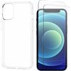 N NEWTOP Custodia Compatibile con iPhone 12 Mini, Morbido TPU CLEAR Silicone Anti Urto Graffio Trasparente Slim Sottile Flessibile Case Posteriore Proteggi Vetro Display Monitor (Cover +2 Pellicola)