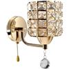 OEUBEQ Applique a LED per Camera da Letto e Soggiorno, Lussuosa Applique da Parete in Cristallo con Cordino di trazione, Spina E27, Pendente in Cristallo Dorato, Decorazione da Parete, AP