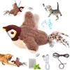 Ntwdby Uccellino per Gatti Che Si Muove, Flapping Bird Toy Cat, Interactive Chirping Bird Cat Toy, Gioco Gatto Uccellino Che Vola con Erba Gatta, Ricaricabile Uccello volante per gatti