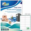 Tico Italia LP4P-10536 Etichette adesive bianche resistenti in poliestere, 70 fogli A4, rettangolari 105x36mm, 16 etichette per foglio, adesivo permanente, stampanti laser