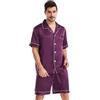 Nanxson Pigiama da Uomo in Raso Manica Corta Due Pezzi Pigiama Estate Morbido Loungewear Bottoni Pigiami (XL,Viola Scuro)