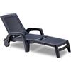 BICA Lettino Prendisole da Giardino Mare Spiaggia effetto Rattan cm 70x190x46h con Ruote colore Antracite - 178 Miami