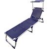 Amicasa Lettino Prendisole Mare Professionale Pieghevole Spiaggia Giardino in Alluminio con Tettuccio Parasole colore Blu - Lett 3