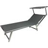Brixo Lettino Prendisole da Giardino Mare Spiaggia in Alluminio Professionale Pieghevole Rimini con Tettuccio Parasole colore Grigio - RIMINIGR