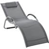 VivaGarden Lettino Prendisole Mare Professionale Spiaggia Giardino in Alluminio con Poggiatesta Rimovibile colore Grigio - 572CG84B