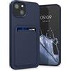 kwmobile Custodia Compatibile con Apple iPhone 13 Cover - Back Case Cellulare con Slot Porta Carte - Morbida in Silicone TPU blu scuro