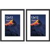 wyewye - Cornice portafoto in legno, 30,5 x 30,5 cm (12 x 12), set con passepartout e lastra in plastica trasparente, per foto, 13 x 18 cm, colore nero