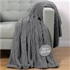 HOMELEVEL Coperta Sherpa - Plaid Pile Singolo Caldo - Pail con Motivo Jacquard - Morbida e Pelosa per Divano - Facile da Lavare - Calda Invernale per Letto - 150 x 220 cm - Grigio