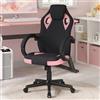 WOLTU Sedia Gaming, Sedia per PC, Ergonomica con Tessuto Traspirante, Altezza Regolabile, Ruote, Schienale, Braccioli e Funzione Basculante, Nero+Rosa