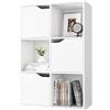 FirFurd Libreria Bianca con 6 cubi e 3 Porte, Libreria Armadietto 3 Ripiani, Mobiletto Multiuso per Soggiorno, Camera da Letto, Ufficio, 60x 90x 29cm Bianco