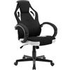 WOLTU Sedia Gaming, Sedia per PC, Ergonomica con Tessuto Traspirante, Altezza Regolabile, Ruote, Schienale, Braccioli e Funzione Basculante, Nero+Bianco