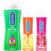Durex - Gel per massaggio all'aloe vera e 2 gel per lui e per lei, massaggio all'aloe vera e al Cherry & Hot)