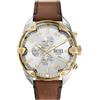 Diesel Orologio Analogico al Quarzo Uomo con Cinturino in Pelle DZ4665, Marrone e Argento