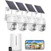 COOAU 4MP Telecamera Wi-Fi Esterno Senza Fili,Kit 4 Cam e Oannello Solare | Sistema di Sicurezza Domestica,360°,Visione Notturna a Colori,Rilevamento di Movimento,Nessun Canone Mensile,IP66,64GB Card
