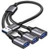 KiwiBird Sdoppiatore USB 3.0, splitter USB 2.0, cavo USB doppio maschio uscita femmina per ricarica, alimentazione e dati compatibile con PC portatile, TV, Mac, PS5 PS4, Xbox, auto, mouse tastiera, stampante