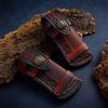 1X Simil Pelle Pieghevole Coltello Guaina Ottone Leone Scatto Tasca Custodia