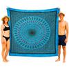 o-day Telo Mare Matrimoniale Cotone Etnico - Telo Mare Grande 240x220cm - Coperta Da Spiaggia XXL Artigianale Multifunzione (Cerchio Mistico, Azzurro Polvere)