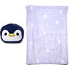 Puckator Cuscino in Peluche 2 in 1 con Morbida Copertina Blankeazzz - Nico, il Pinguino e Fiocchi di Neve