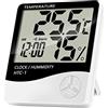 EUROXANTY termometro ambiente interno, igrometro digitale, Monitor di temperatura e umidità, Orologio e Funzione ℃ / ℉