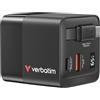 Verbatim alimentatore gan charger da muro 65w 2 porte con cavo incorporato