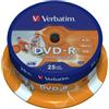 Verbatim dvd-r 16x, 4,7gb, 25 pack spindle, wide inkjet printable, 21-118 mm