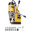 VEVOR Trapano Magnetico, Motore da 1400 W Trapano a Colonna Elettrico Magnetico 12800 N Diametro di Foratura di 50 mm con 6 Punte per Carotaggio, Velocità Variabile, per Superfici Metalliche, Giallo