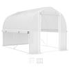 Outsunny 3 x 2 x 2 m Serra a tunnel in polietilene con lati avvolgibili, copertura in plastica resistente ai raggi UV e struttura in acciaio zincato, Bianco