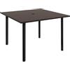 Outsunny Tavolo da Giardino con Foro per Ombrellone, Struttura in Metallo, 100x100x72 cm, Marrone/Nero