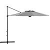 Outsunny Ø3 m Ombrellone a Braccio Laterale, inclinabile, girevole, manovella, cupola antivento, palo in metallo, Grigio Scuro