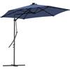 Outsunny Ombrellone da giardino, ombrellone a braccio laterale, LED, modulo solare, resistente alle intemperie, con copertura protettiva, Ø290 x 260 cm, Blu scuro