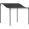 Outsunny Pergola da Giardino 2,5 x 3 m, Montata a Parete, Impermeabile, Struttura in Metallo, Fori di Drenaggio, Copertura Parasole, Grigio Scuro