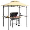 Outsunny Gazebo per Grigliate con LED 240 x 150 x 258 cm idrorepellente ignifugo Gazebo da Giardino con Tetto a Doppio Strato