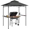 Outsunny Pavillon per barbecue con LED 240 x 150 x 258 cm, resistente all'acqua e al fuoco, Gazebo da giardino con tetto a doppio strato