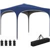 Outsunny Gazebo pieghevole, regolabile in altezza, supporti metallici, robusto telo, con borsa da trasporto, 2,95 x 2,95 x 2,55 m, Blu scuro