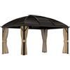 Outsunny Gazebo da giardino, Tenda da festa, Padiglione da festa, 4 x Pareti laterali doppie, impermeabile, 2 Ganci per lanterne, ca. 4 x 3 x 2,8 m, Marrone
