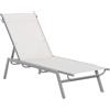 Outsunny Lettino da giardino prendisole con schienale regolabile in metallo Bianco crema 170 x 58 x 97 cm