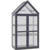 Outsunny Frühbeet Mini Serra 3 Ripiani Orto Piante con Tetto Apribile Doppie Porte in Legno Policarbonato Resistente alle Intemperie Naturale 70,5 x 42 x 132 cm
