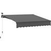 Outsunny Tendone Parasole a Scomparsa con Manovella Luci Solari Bracci Articolati Protezione Solare UV 50+ 300 cm Larghezza Grigio