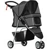 PawHut Passeggino per Cani Pieghevole con Portabicchieri e Cestino, in Acciaio e Poliestere, 75x45x97 cm, Grigio Carbone | Aosom Italy
