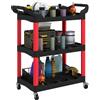 HOMCOM Carrello Porta Attrezzi a 3 Livelli in Plastica con Maniglie e Ruote, Capacità 91 kg, 83x43x97 cm, Rosso | Aosom Italy