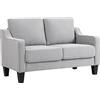 HOMCOM Divano 2 Posti Moderno e Salvaspazio in Tessuto Effetto Lino, 136x77x86 cm;, Grigio Chiaro | Aosom Italy