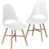 HOMCOM Set di 2 Sedie da Pranzo in Plastica e Legno Stile Nordico con Schienale Curvato, Bianco | Aosom Italy