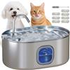 PawHut Fontanella per Gatto da 7L con Luce LED e Spazzola, in Acciaio Inox 304, 32x22.1x22.3 cm, Argento | Aosom Italy